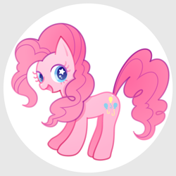 Size: 1200x1200 | Tagged: safe, artist:boon_9, derpibooru import, part of a set, pinkie pie, earth pony, pony, circle background, female, mare, solo, starry eyes, wingding eyes