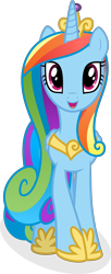 Size: 2000x4906 | Tagged: safe, derpibooru import, princess cadance, rainbow dash, alicorn, pony, crown, cute, dashabetes, feminism, hoof shoes, how it should have ended, jewelry, race swap, rainbowcorn, recolor, regalia, simple background, transparent background, vector