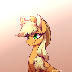 Size: 2300x2300 | Tagged: safe, artist:celes-969, derpibooru import, applejack, earth pony, pony, applejack's hat, cowboy hat, eye clipping through hair, freckles, gradient background, hat, simple background, solo