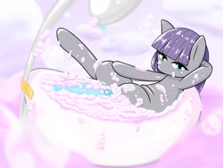 Size: 2224x1668 | Tagged: safe, artist:batipin, derpibooru import, maud pie, earth pony, bathtub, foam, solo, water