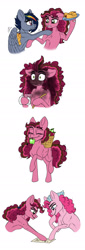 Size: 711x2097 | Tagged: safe, artist:celestial-rainstorm, derpibooru import, pinkie pie, oc, oc:cherry chimichanga, oc:jetstream, pony, apple, food, offspring, parent:cheese sandwich, parent:pinkie pie, parent:rainbow dash, parent:soarin', parents:cheesepie, parents:soarindash