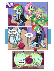 Size: 659x866 | Tagged: safe, artist:art-2u, derpibooru import, fluttershy, rainbow dash, comic:magic lolly, equestria girls, accidental vore, candy, cellphone, drool, drool string, feet, flutterprey, food, imminent vore, lollipop, magic, micro, mouth cam, open mouth, oral invitation, phone, preddash, saliva puddle, salivating, sandals, selfie, shrinking, slimy, taste buds, unaware, vore