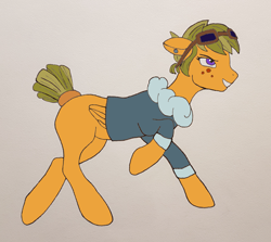 Size: 2301x2052 | Tagged: safe, artist:zosma-art, derpibooru import, oc, oc:vincia nay, pegasus, pony, clothes, female, freckles, glasses, mare, paint tool sai, piercing, short hair, solo, traditional art