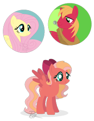 Size: 666x856 | Tagged: safe, artist:pegasister64, artist:selenaede, derpibooru import, big macintosh, fluttershy, oc, oc:precious, pegasus, pony, base used, bow, colored wings, female, filly, fluttermac, freckles, hair bow, male, offspring, parent:big macintosh, parent:fluttershy, parents:fluttermac, shipping, simple background, straight, transparent background, wings