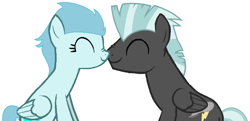 Size: 1974x952 | Tagged: safe, artist:detailedatream1991, derpibooru import, thunderlane, oc, oc:windy breeze, pegasus, pony, boop, canon x oc, duo, noseboop, simple background, vector, white background