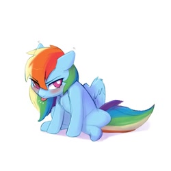 Size: 1024x1024 | Tagged: safe, artist:captainpudgemuffin, derpibooru import, rainbow dash, pegasus, pony, angry, blushing, captainpudgemuffin is trying to murder us, chest fluff, cute, dashabetes, female, grumpy, madorable, mare, pudge's pretty pouting ponies, raspberry, simple background, sitting, solo, spread wings, tongue out, tsunderainbow, tsundere, white background, wings