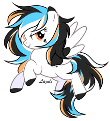 Size: 1500x1653 | Tagged: safe, artist:lazuli, derpibooru import, oc, oc only, pegasus, pony, colored hooves, commission, eyelashes, pegasus oc, signature, simple background, smiling, solo, transparent background, wings, ych result