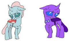 Size: 854x491 | Tagged: safe, artist:whistle blossom, derpibooru import, ocellus, oc, oc:exo the changeling, changedling, changeling, nymph, changedling oc, changeling oc, cute, diaocelles, duo, exobetes, female, looking at you, simple background, smiling, teenager, white background