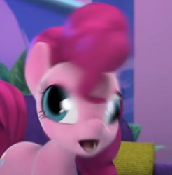 Size: 458x466 | Tagged: safe, derpibooru import, screencap, pinkie pie, earth pony, pony, hello pinkie pie, derp, faic, great moments in animation, motion blur, open mouth, photo, ponk, ponkie poy, solo