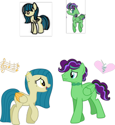 Size: 1980x2151 | Tagged: safe, artist:littlejurnalina, derpibooru import, oc, oc only, oc:loolaby, oc:ruffled hem, pegasus, pony, female, male, mare, simple background, stallion, transparent background, two toned wings, wings