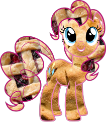 Size: 5000x5917 | Tagged: safe, derpibooru import, pinkie pie, earth pony, pony, absurd resolution, female, food, grin, literally pinkie pie, looking at you, mare, pie, pun, simple background, smiling, solo, transparent background, visual pun, wat