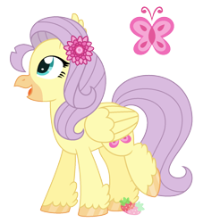 Size: 1390x1534 | Tagged: safe, artist:strawberry-spritz, derpibooru import, oc, oc only, hippogriff, female, hippogriff oc, interspecies offspring, magical lesbian spawn, offspring, parent:fluttershy, parent:princess skystar, simple background, solo, transparent background