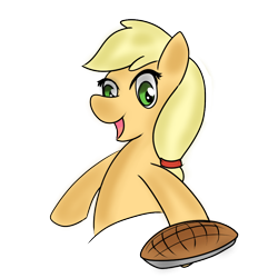 Size: 798x798 | Tagged: safe, artist:nine the divine, derpibooru import, applejack, earth pony, pony, apple, apple pie, food, pie, simple background, solo, transparent background