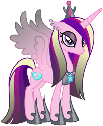 Size: 3549x4351 | Tagged: safe, artist:severity-gray, derpibooru import, idw, princess cadance, alicorn, pony, reflections, spoiler:comic, alternate cutie mark, alternate hairstyle, armor, chains, clothes, crown, dark mirror universe, equestria-3, evil, evil cadance, eyeshadow, female, idw showified, jewelry, makeup, mare, metal, mirror universe, piercing, regalia, shoes, simple background, solo, transparent background, vector