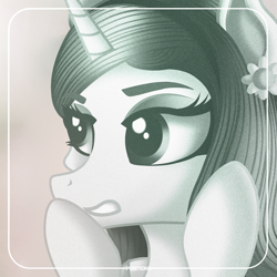 Size: 1500x1500 | Tagged: safe, artist:aldobronyjdc, derpibooru import, pony, unicorn, ariana grande, flower, flower in hair, ponified, solo