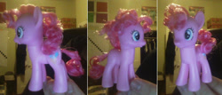 Size: 1155x494 | Tagged: safe, artist:c20710, derpibooru import, pinkie pie, earth pony, horse, pony, different angles, irl, irl horse, irl toy, photo, solo, toy