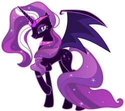 Size: 7702x6843 | Tagged: safe, artist:digimonlover101, derpibooru import, oc, oc:bella, alicorn, pony, absurd resolution, bat wings, nightmarified, simple background, solo, transparent background, wings