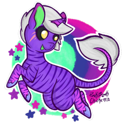 Size: 500x499 | Tagged: safe, artist:punkbawkchicken, derpibooru import, unicorn, grey hair, purple, simple background, solo, stripes, transparent background