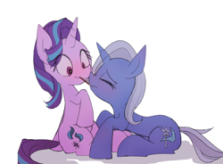 Size: 1900x1400 | Tagged: safe, artist:lexiedraw, derpibooru import, starlight glimmer, trixie, pony, unicorn, blushing, female, food, lesbian, pocky, shipping, startrix