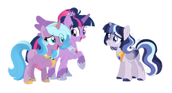 Size: 1038x559 | Tagged: safe, artist:gallantserver, derpibooru import, idw, radiant hope, twilight sparkle, twilight sparkle (alicorn), oc, oc:twilight sombra, alicorn, pony, female, magical lesbian spawn, mare, offspring, parent:radiant hope, parent:twilight sparkle, simple background, transparent background