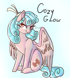 Size: 796x887 | Tagged: safe, artist:sunniesfunthecupcake, derpibooru import, cozy glow, pegasus, pony, older, older cozy glow, slit eyes, solo