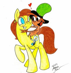 Size: 1024x1050 | Tagged: safe, artist:pitterpaint, derpibooru import, oc, earth pony, pony, crossover, cute, friendshipping, glasses, heterochromia, wander (wander over yonder), wander over yonder