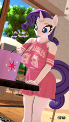 Size: 1080x1920 | Tagged: safe, artist:anthroponiessfm, derpibooru import, rarity, twilight sparkle, anthro, 3d, breasts, clothes, commissioner:raritybro, cute, female, raritits, sfm pony, skirt, source filmmaker