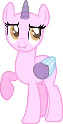 Size: 977x1923 | Tagged: safe, artist:pegasski, derpibooru import, oc, oc only, alicorn, pony, rarity takes manehattan, alicorn oc, bald, base, eyelashes, eyes closed, grin, horn, looking up, raised hoof, simple background, smiling, solo, transparent background, two toned wings, wings