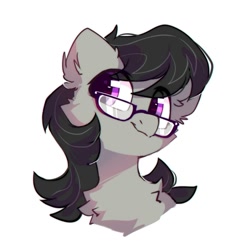 Size: 1105x1109 | Tagged: safe, artist:mirtash, derpibooru import, octavia melody, earth pony, pony, bust, cheek fluff, chest fluff, cute, ear fluff, fluffy, glasses, simple background, solo, tavibetes, white background