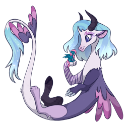 Size: 1024x1024 | Tagged: safe, artist:kabuvee, derpibooru import, oc, draconequus, pony, female, micro, simple background, transparent background