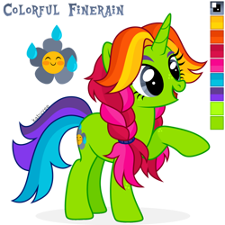 Size: 1024x1024 | Tagged: safe, artist:kabuvee, derpibooru import, oc, oc:colorful finerain, pony, unicorn, female, mare, simple background, solo, transparent background