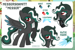 Size: 1200x798 | Tagged: safe, artist:jennieoo, derpibooru import, oc, oc:messerschmitt, pegasus, pony, cutie mark, reference, reference sheet, solo, vector