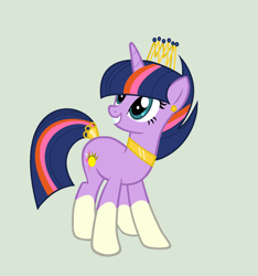 Size: 1385x1477 | Tagged: safe, artist:lominicinfinity, derpibooru import, oc, oc:shimmering spark, alicorn, pony, crown, female, jewelry, mare, offspring, parent:sunburst, parent:twilight sparkle, parents:twiburst, regalia, simple background, solo