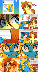 Size: 2562x4808 | Tagged: safe, artist:ask-firefox, artist:furrgroup, derpibooru import, oc, oc:firefox, oc:internet explorer, ask firefox, ask internet explorer, browser ponies, fire, internet explorer