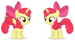 Size: 10610x5859 | Tagged: safe, artist:cirillaq, derpibooru import, apple bloom, alicorn, pony, absurd resolution, alicornified, bloomicorn, colored wings, race swap, simple background, solo, transparent background, vector, wings