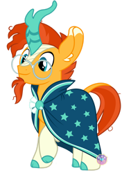 Size: 1280x1690 | Tagged: safe, artist:lovinglypromise, derpibooru import, sunburst, kirin, kirin sunburst, kirin-ified, male, raised hoof, simple background, smiling, solo, species swap, transparent background, vector