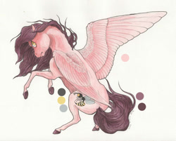 Size: 1023x822 | Tagged: safe, alternate version, artist:lady-limule, derpibooru import, oc, oc only, oc:wasp, pegasus, pony, colored hooves, female, mare, pegasus oc, rearing, solo, traditional art, wings
