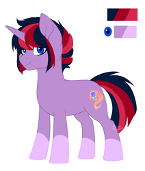 Size: 1041x1230 | Tagged: safe, artist:silentwolf-oficial, derpibooru import, oc, oc only, pony, unicorn, female, horn, magical lesbian spawn, mare, offspring, parent:tempest shadow, parent:twilight sparkle, parents:tempestlight, reference sheet, simple background, socks (coat marking), story included, unicorn oc, white background