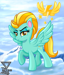 Size: 2500x2916 | Tagged: safe, artist:theretroart88, lightning dust, pegasus, pony, my little pony: pony life, cutie mark, female, g4.5 to g4, high res, lidded eyes, mare, raised hoof, solo