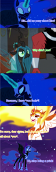 Size: 608x1854 | Tagged: safe, derpibooru import, edit, edited screencap, screencap, daybreaker, lord tirek, nightmare moon, queen chrysalis, alicorn, centaur, changeling, changeling queen, pony, a royal problem, frenemies (episode), the cutie re-mark, angry, comic, comparison, confused, cooler (dbz), dragonball z abridged, female, frieza, lord slug, lord slug abridged, plan to eradicate christmas, plan to eradicate the saiyans, screencap comic, team four star