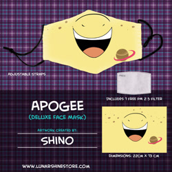 Size: 876x876 | Tagged: safe, derpibooru import, oc, oc:apogee, pony, advertisement, apogee, face mask, female, mask, shino, shinodage