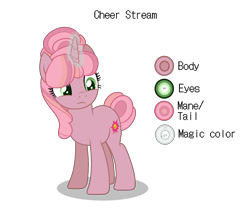 Size: 2100x1800 | Tagged: safe, artist:choisky13, derpibooru import, oc, oc:cheer stream, pony, unicorn, female, magic, mare, offspring, parent:cheerilee, reference sheet, simple background, solo, transparent background