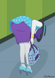 Size: 4961x7016 | Tagged: safe, artist:donmarcino, derpibooru import, rarity, equestria girls, ass, bag, bent over, bracelet, butt, canterlot high, clothes, dress, female, handbag, hat, high heels, indoors, jewelry, pencil skirt, rarity peplum dress, rearity, shoes, skirt, solo, standing