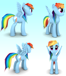 Size: 1390x1600 | Tagged: safe, artist:jesterkatz, derpibooru import, rainbow dash, pegasus, pony, 3d, blender, cutie mark, simple background, solo, standing