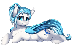 Size: 3517x2357 | Tagged: safe, artist:pridark, oc, oc only, bat pony, pony, bat pony oc, bat wings, beautiful, blue eyes, chest fluff, commission, cutie mark, ear tufts, fangs, female, high res, mare, pretty, prone, simple background, smiling, solo, transparent background, wings
