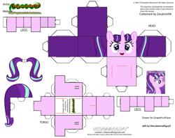 Size: 2979x2354 | Tagged: safe, derpibooru import, edit, starlight glimmer, unicorn, craft, cubeecraft, equal cutie mark, evil, papercraft, printable