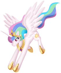 Size: 1275x1519 | Tagged: safe, artist:darkstalkerlati, derpibooru import, princess celestia, alicorn, pony, ethereal mane, female, flying, looking down, mare, simple background, solo, trail, transparent background