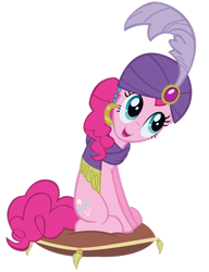 Size: 2146x2794 | Tagged: safe, artist:boneswolbach, derpibooru import, pinkie pie, earth pony, pony, gypsy pie, open mouth, simple background, solo, transparent background, turban, vector