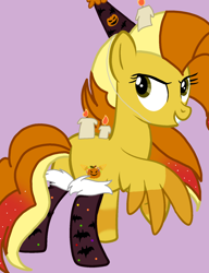 Size: 1300x1694 | Tagged: safe, artist:circuspaparazzi5678, derpibooru import, oc, oc:hallows eve, pegasus, pony, base used, candle, clothes, halloween, halloween themed, hat, holiday, party hat, socks