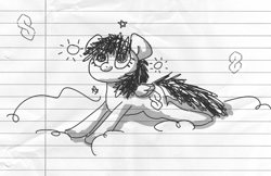 Size: 554x360 | Tagged: safe, anonymous artist, derpibooru import, pegasus, pony, /mlp/, cool s, drawthread, lined paper, ponified, requested art, solo